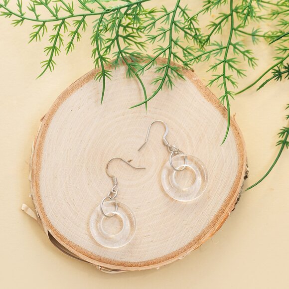 Recycled Vintage Dairy Bottle Glass Hoop Earrings - Picture 5 of 6